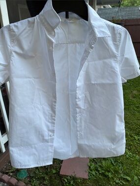 Classic boys White Short-Sleeve Button-Down Shirt size10/12 It